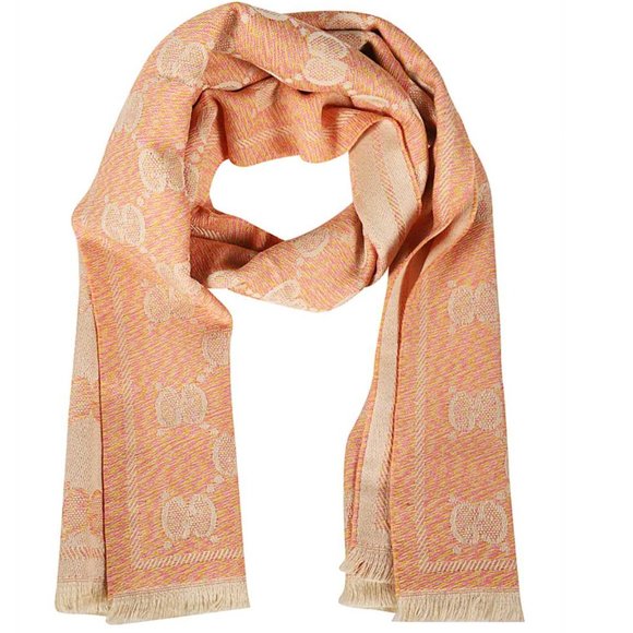 Gucci GG Jacquard Wool Scarf in Pink - Picture 1 of 2